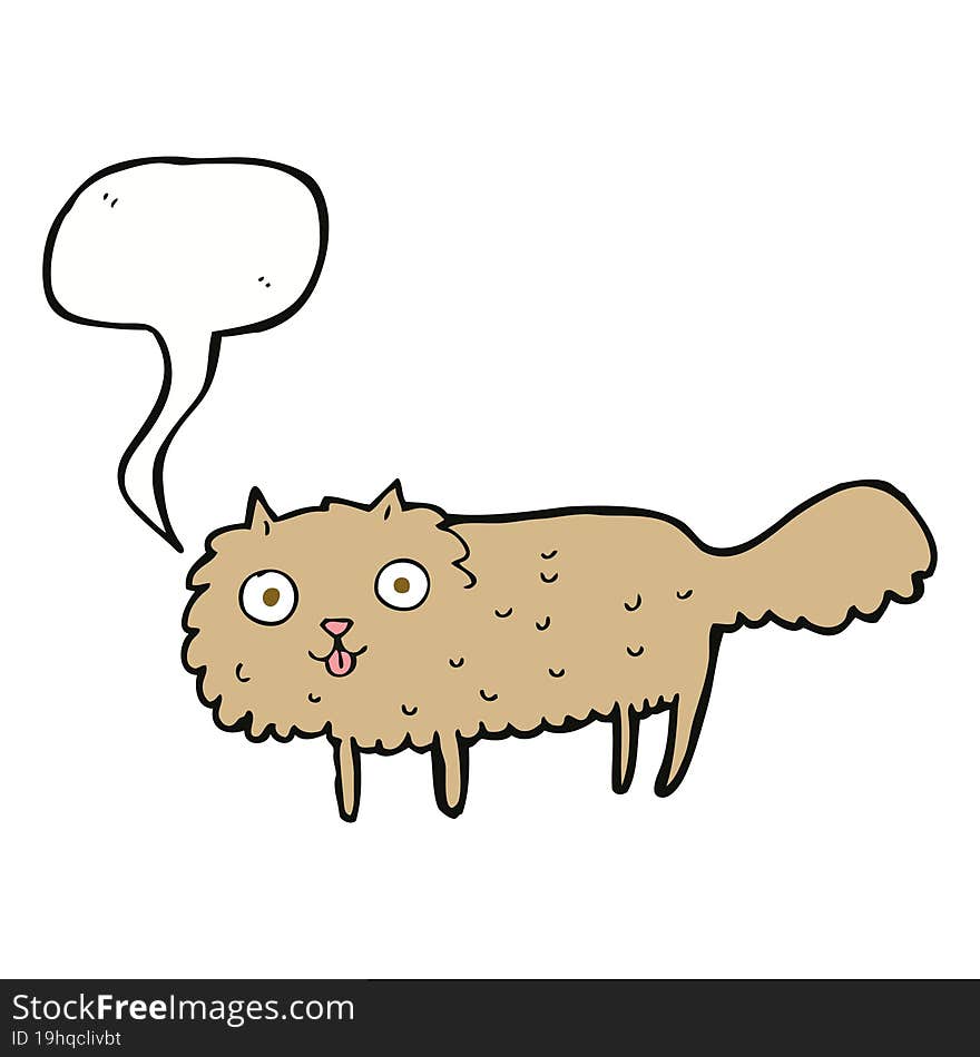 Cartoon Furry Cat With Speech Bubble