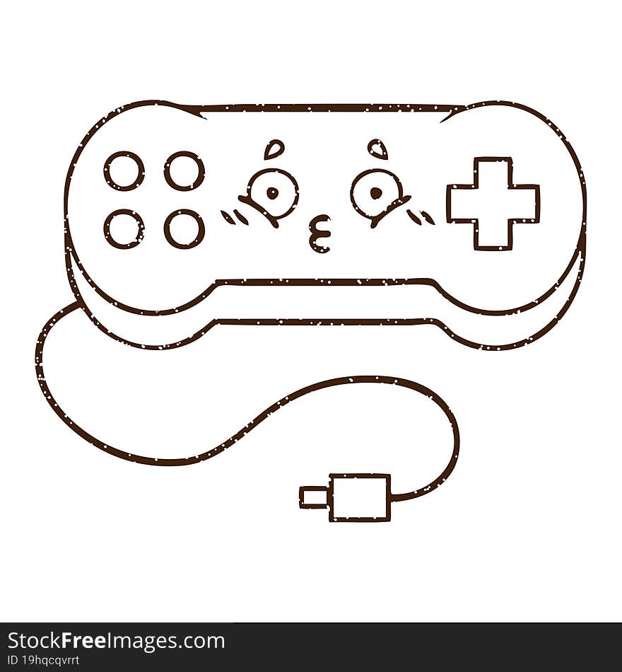 Console Controller Charcoal Drawing