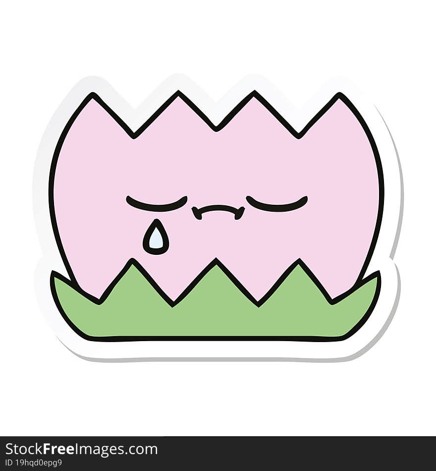 Sticker Of A Cute Cartoon Water Lilly