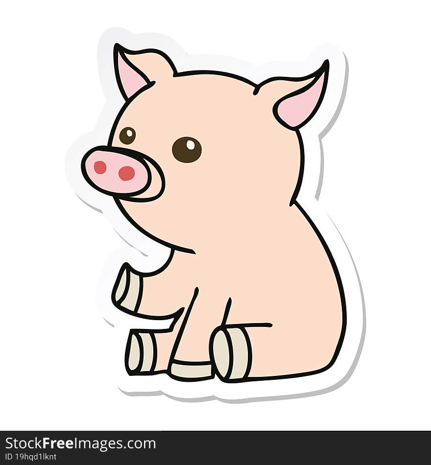 sticker of a quirky hand drawn cartoon pig