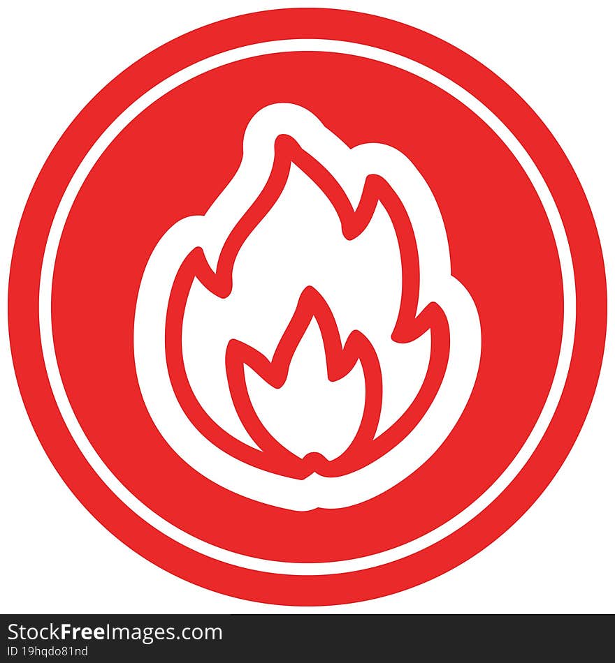 simple flame circular icon symbol