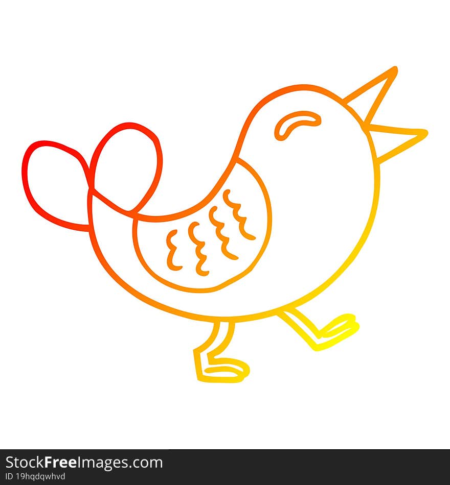 Warm Gradient Line Drawing Cartoon Bluebird