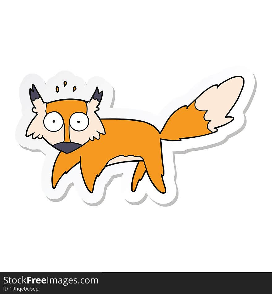 sticker of a cartoon startled fox