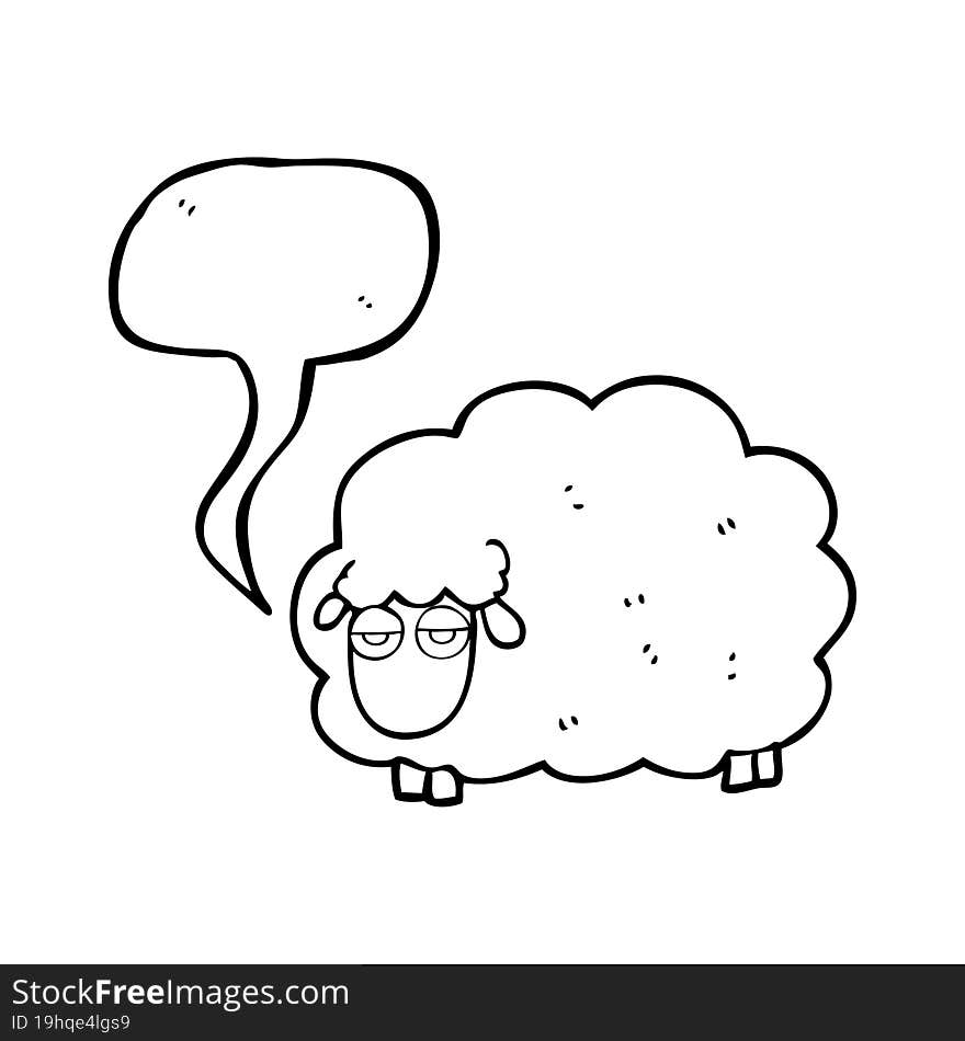 freehand drawn speech bubble cartoon muddy winter sheep