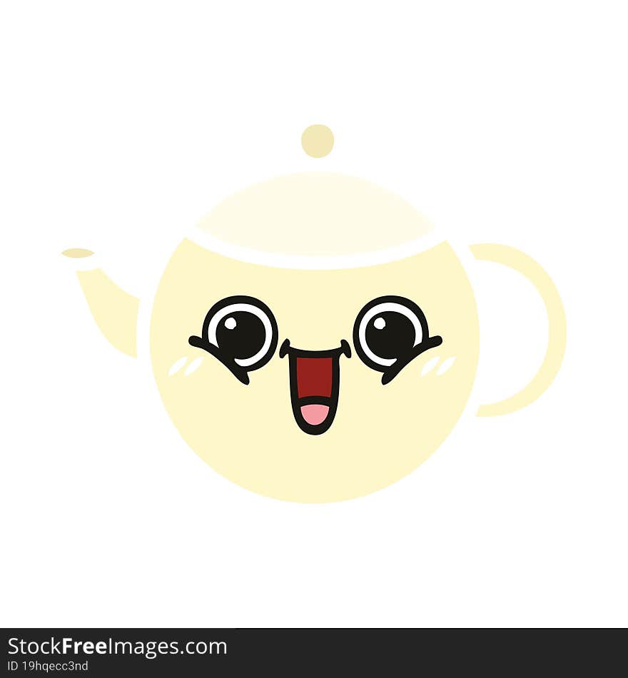 flat color retro cartoon tea pot