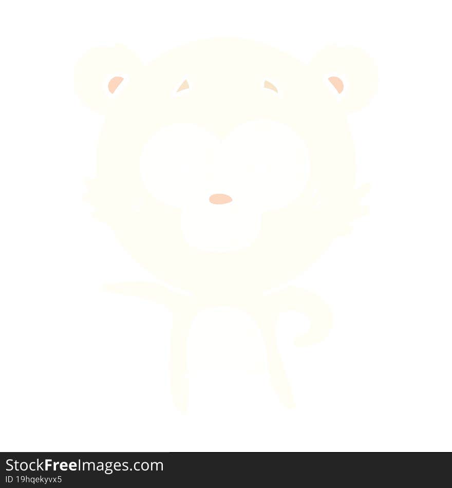 surprised polar bear flat color style cartoon