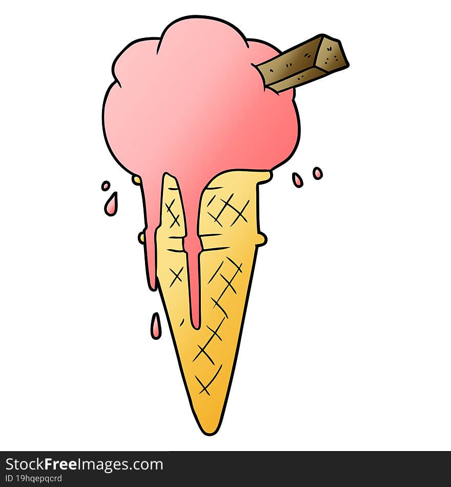 cartoon ice cream melting. cartoon ice cream melting