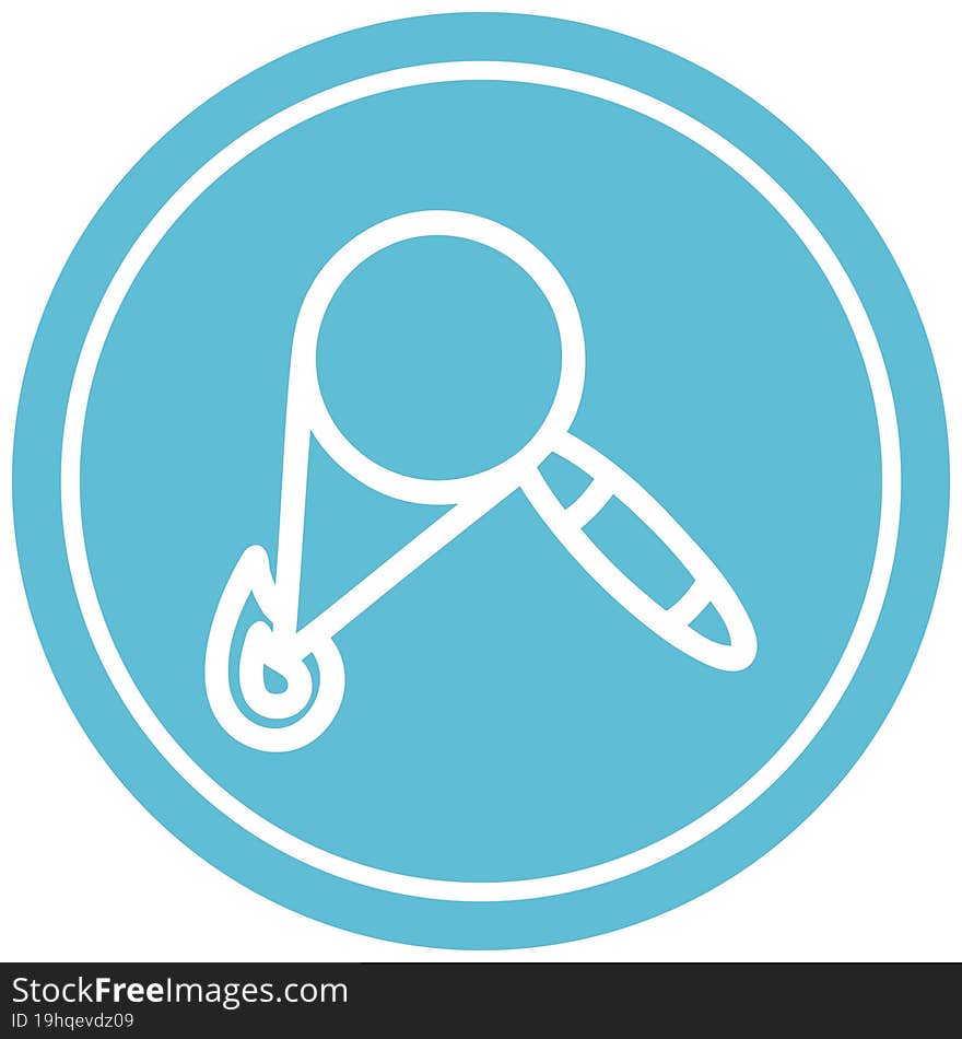 magnifying glass burning circular icon