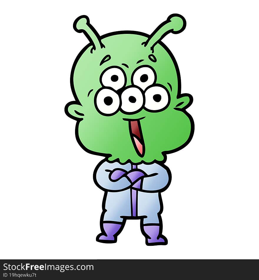 happy cartoon alien. happy cartoon alien