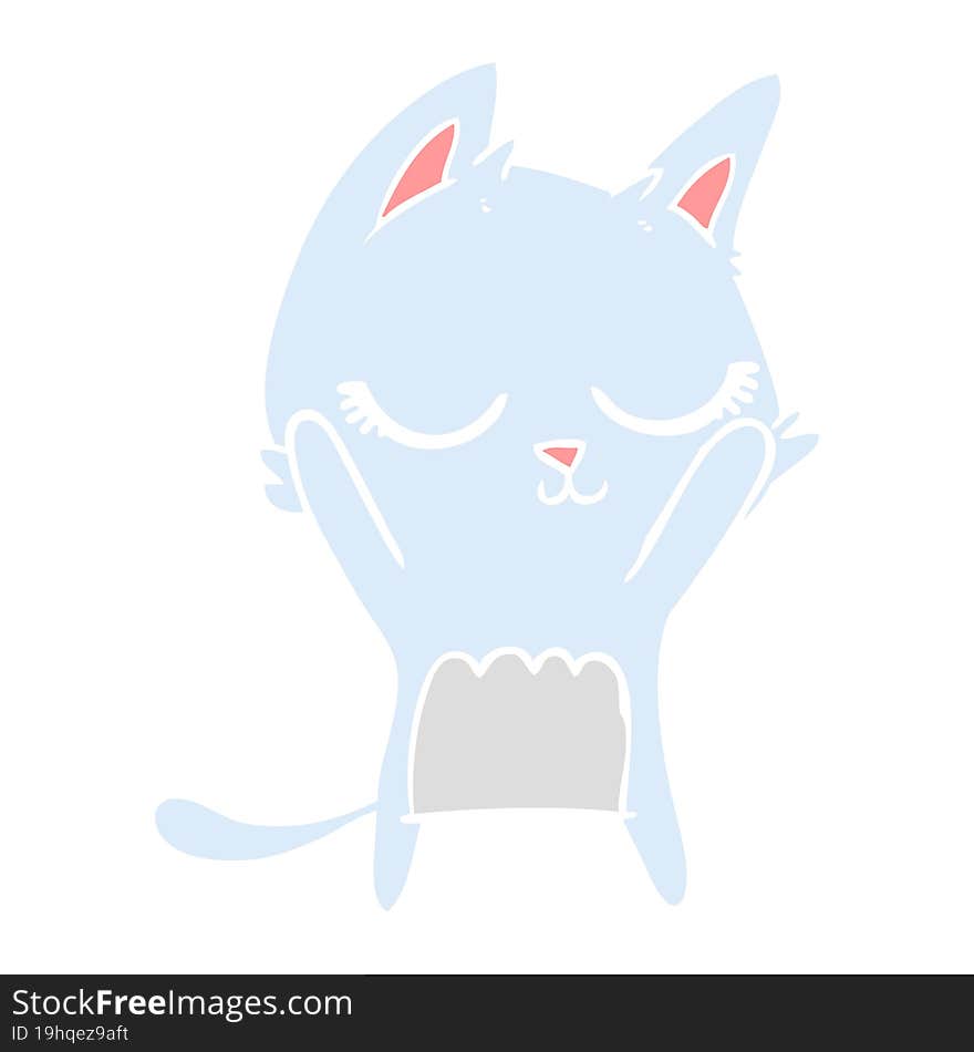 calm flat color style cartoon cat