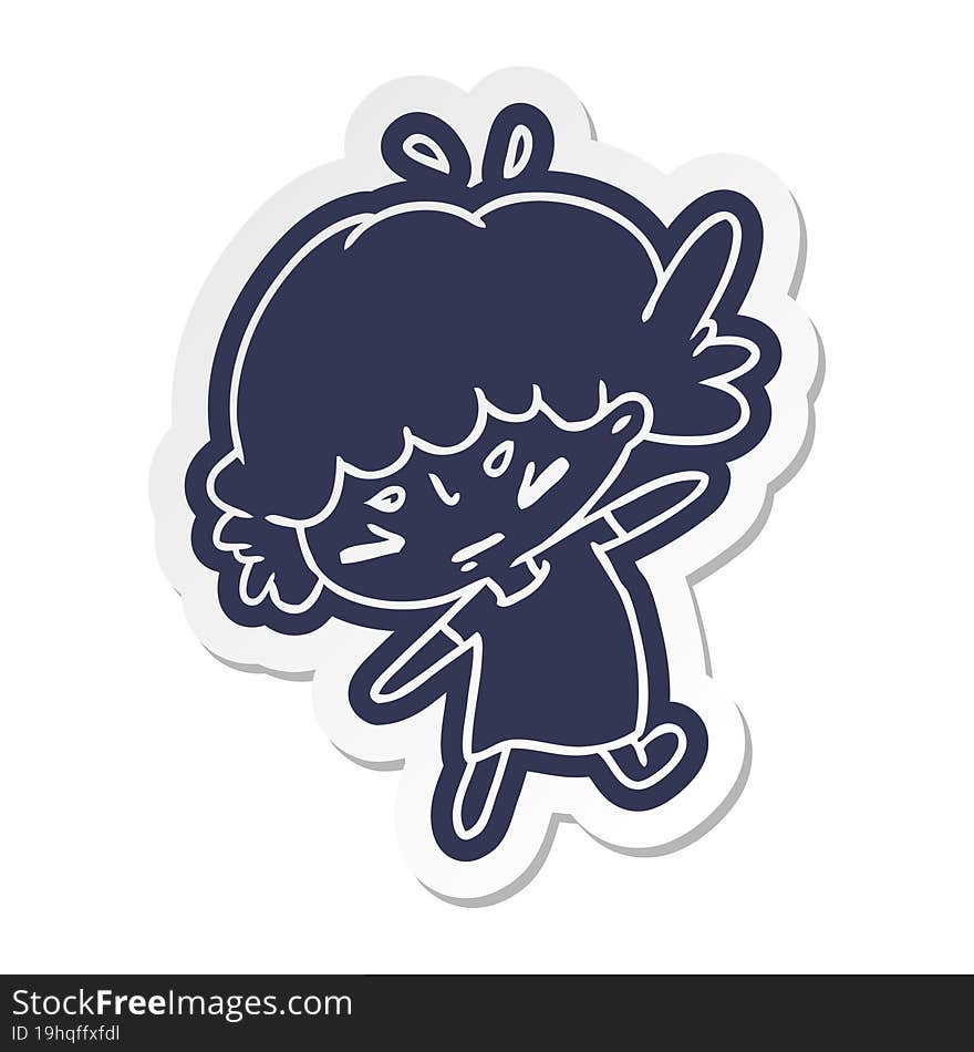 cartoon sticker of a cute kawaii girl