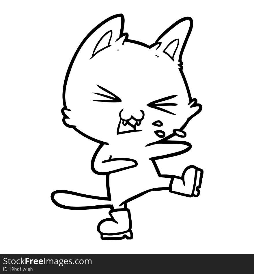 cartoon cat hissing wearing big boots. cartoon cat hissing wearing big boots