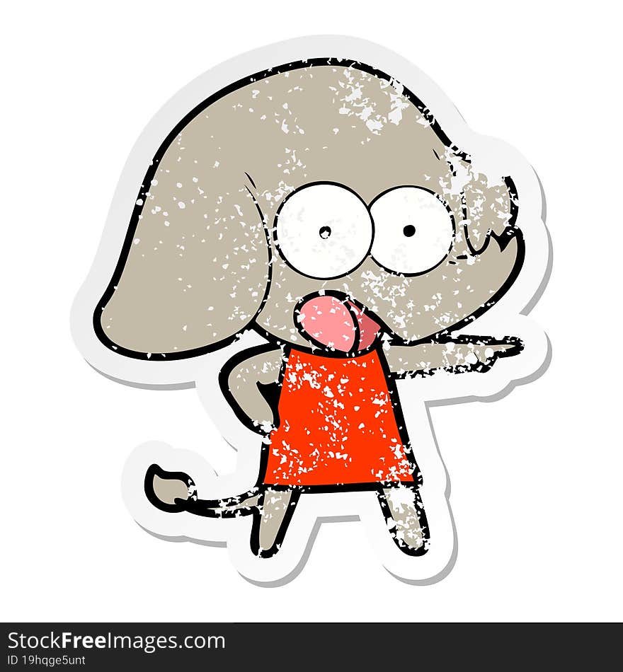 distressed sticker of a cute cartoon elephant