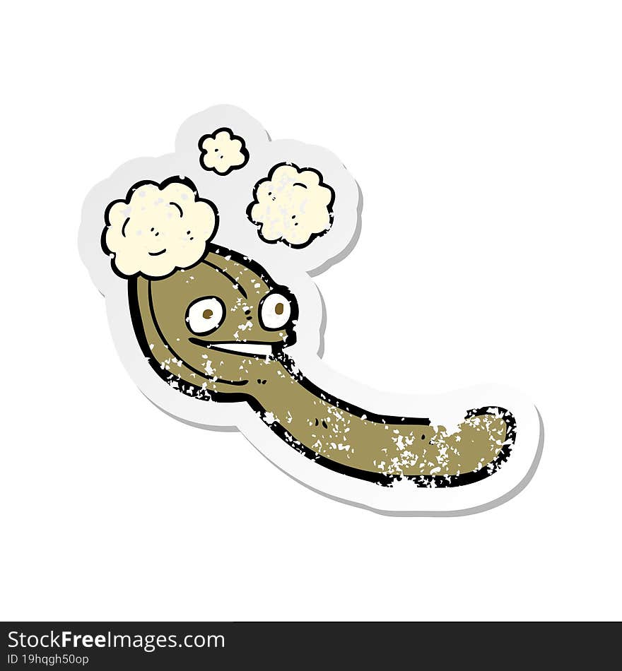 retro distressed sticker of a cartoon spoon