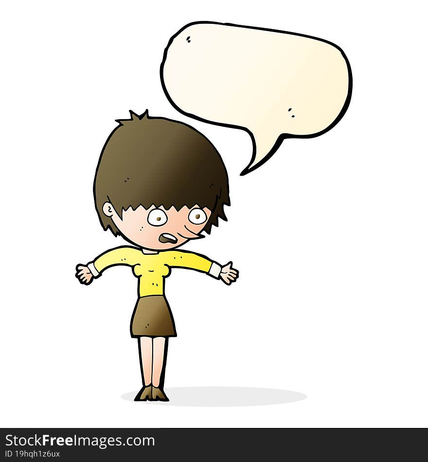 cartoon woman panicking with speech bubble