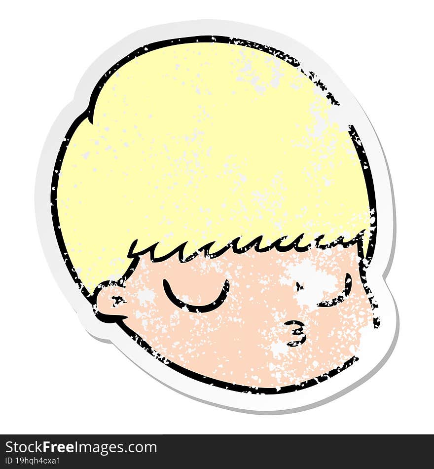 distressed sticker of a cartoon male face