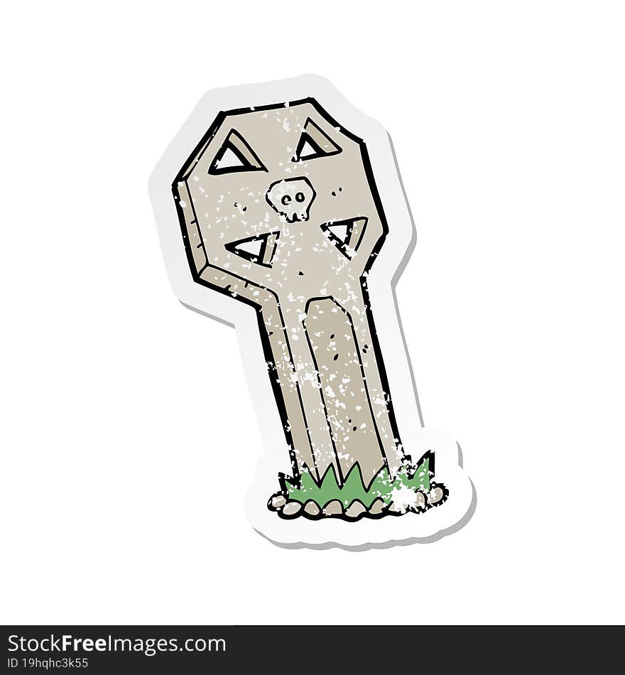 retro distressed sticker of a cartoon spooky grave