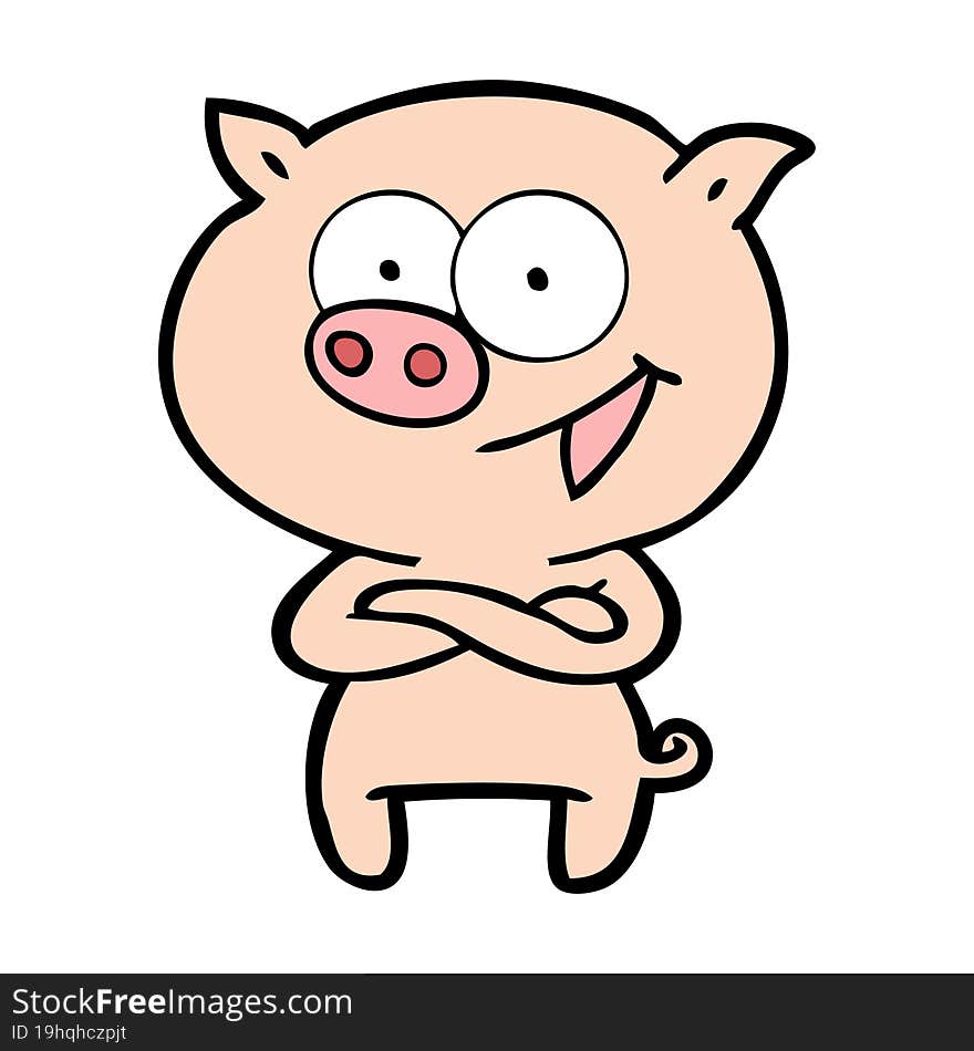 cheerful pig cartoon. cheerful pig cartoon