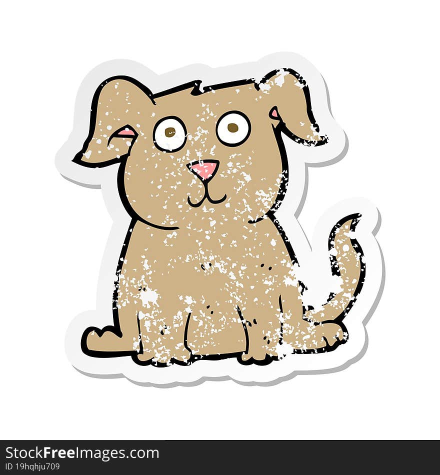 Retro Distressed Sticker Of A Cartoon Happy Dog