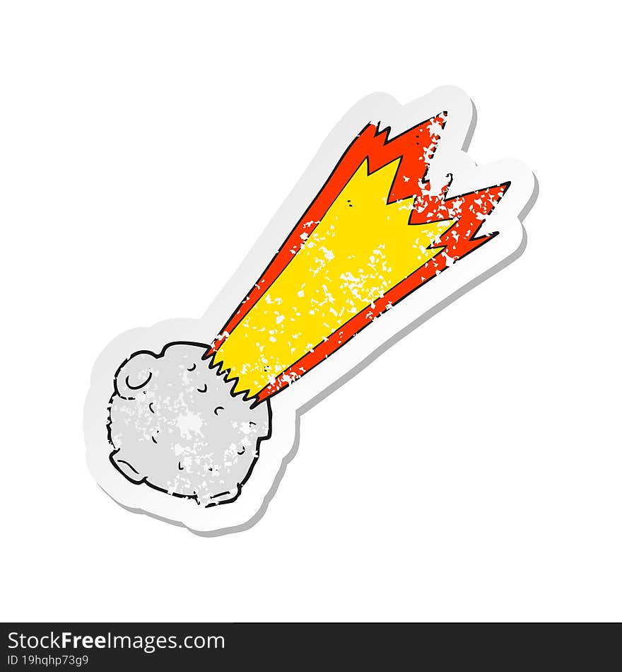 retro distressed sticker of a cartoon meteor