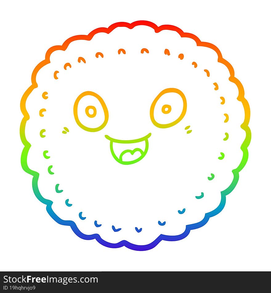 rainbow gradient line drawing cartoon biscuit