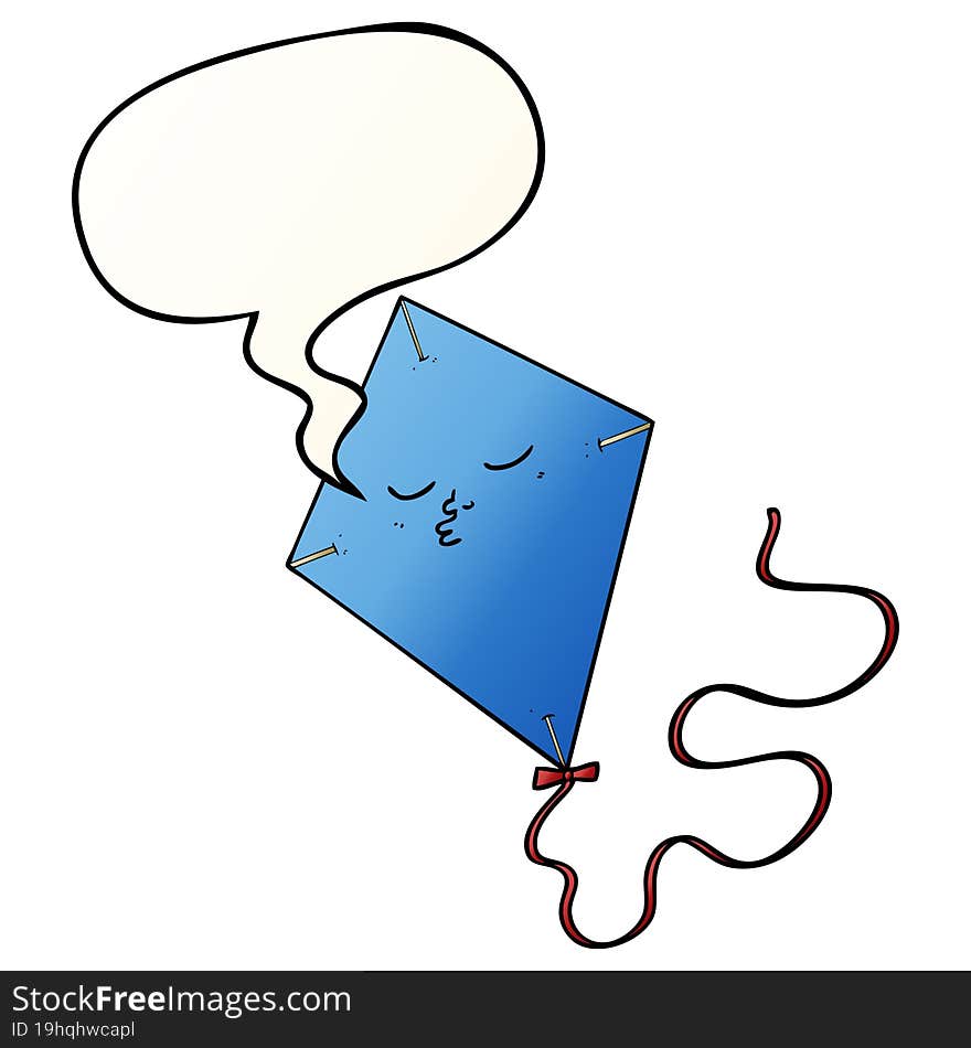 cartoon kite and speech bubble in smooth gradient style