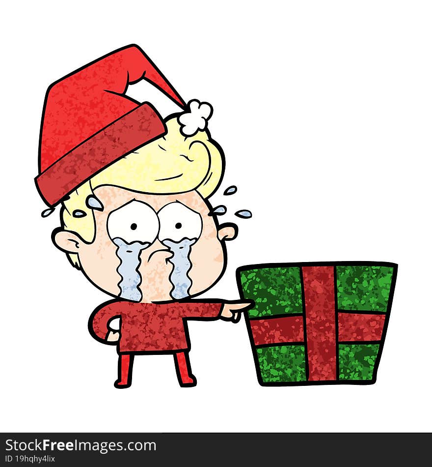 cartoon crying christmas boy. cartoon crying christmas boy