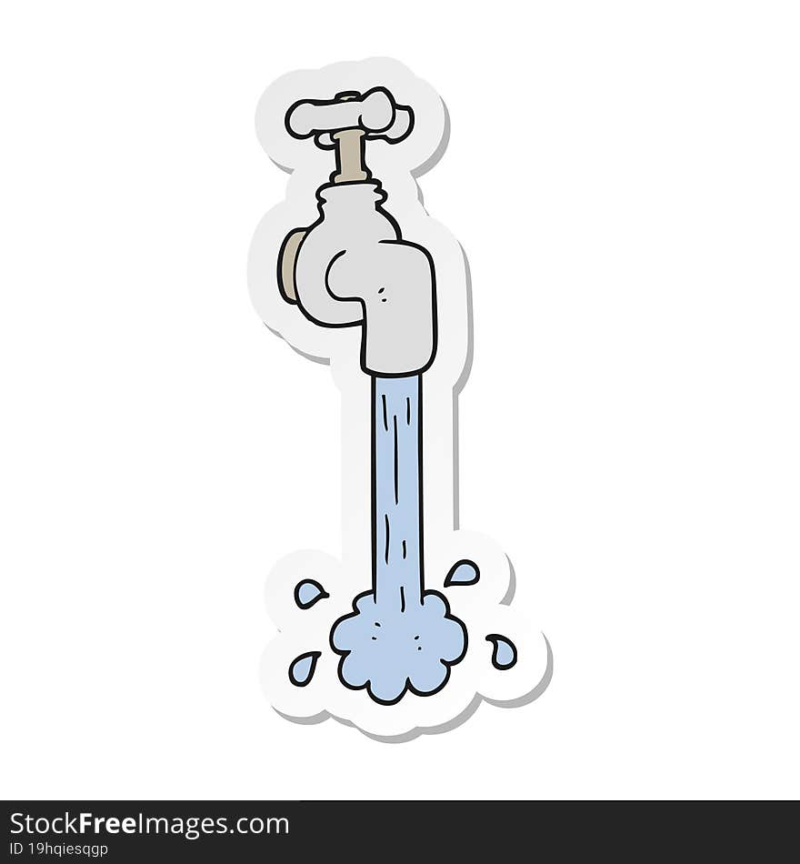 sticker of a cartoon running faucet