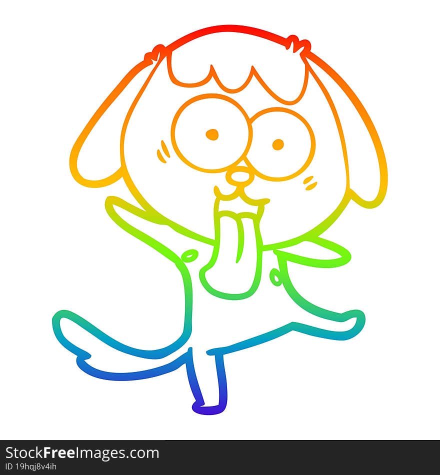 rainbow gradient line drawing of a cute cartoon dog