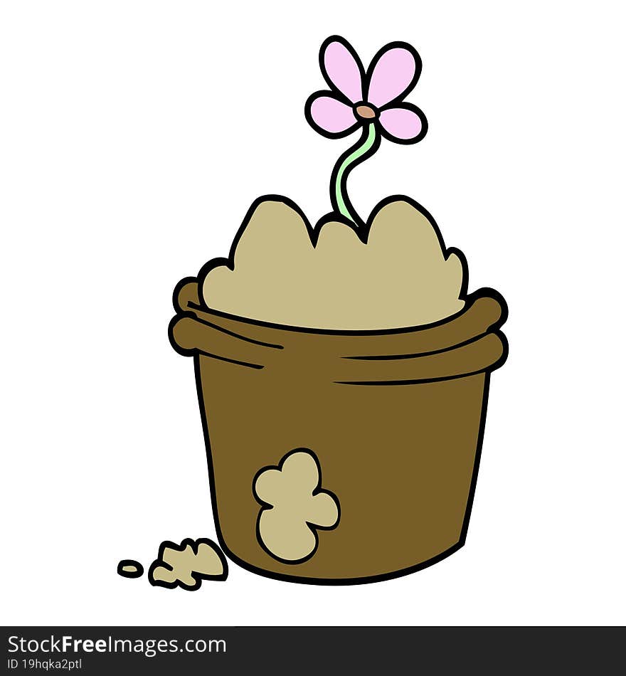 cartoon doodle flower pot