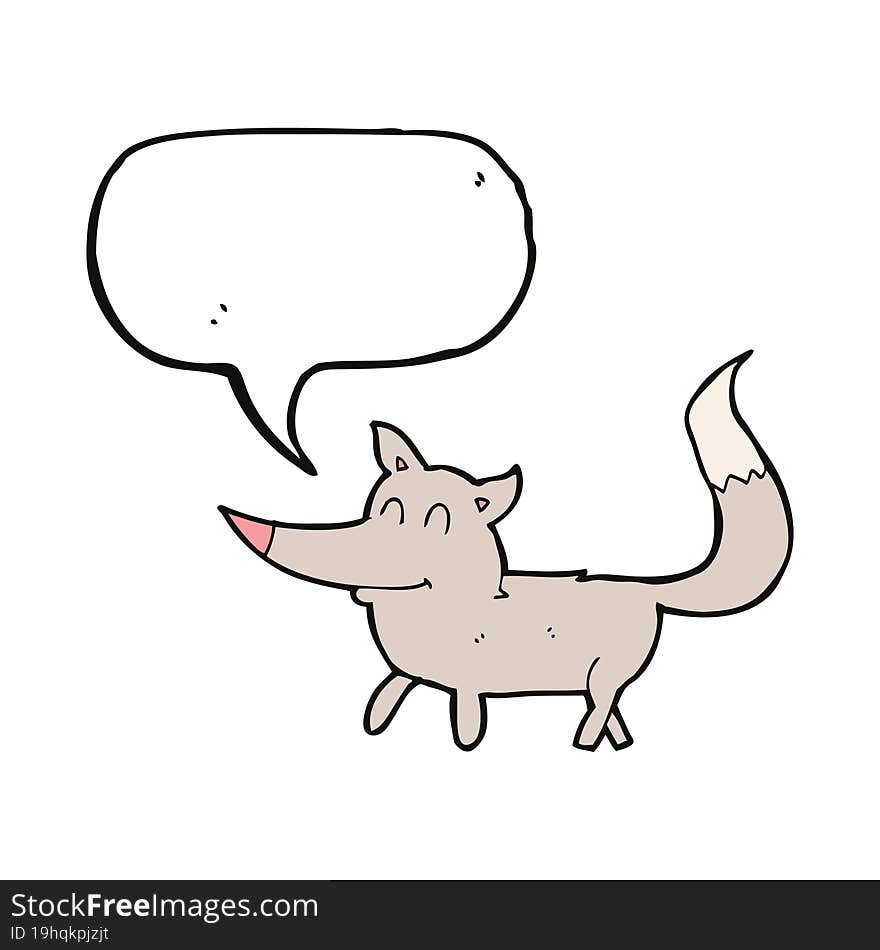 cartoon little wolf with speech bubble