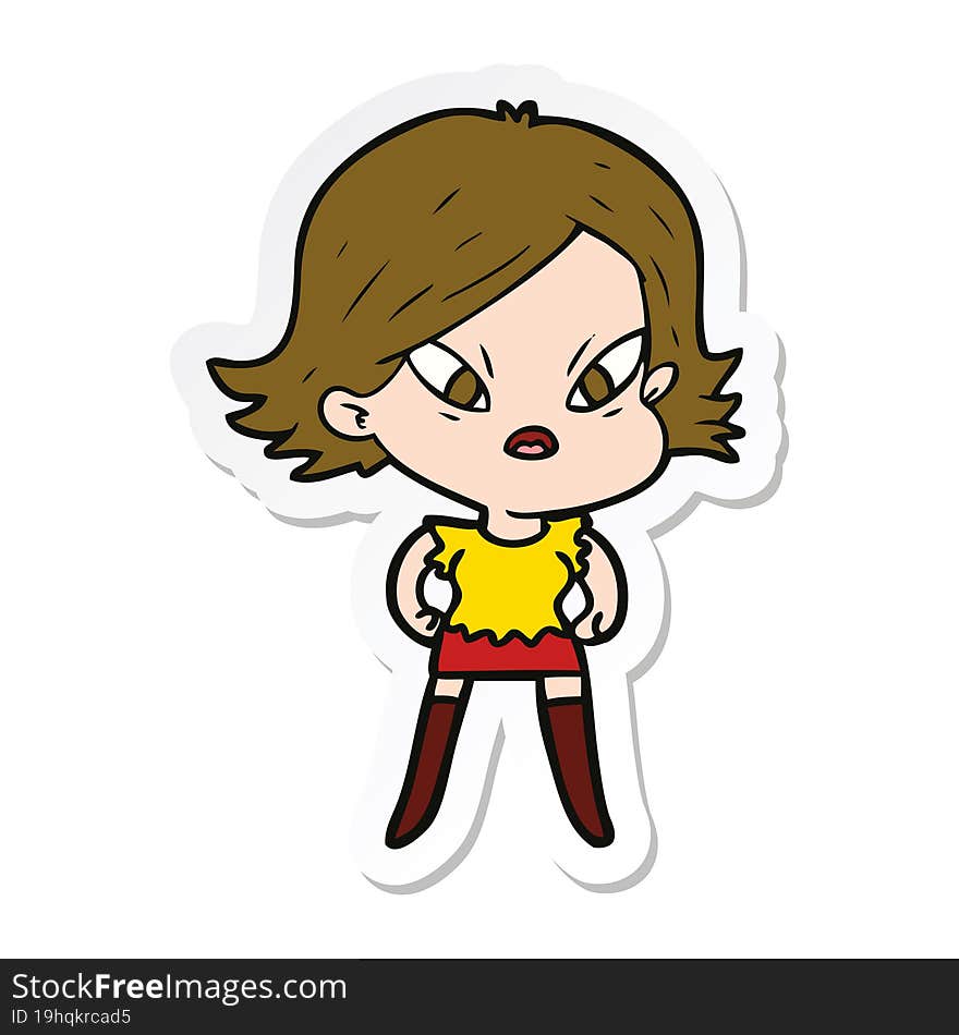 sticker of a cartoon stressed woman