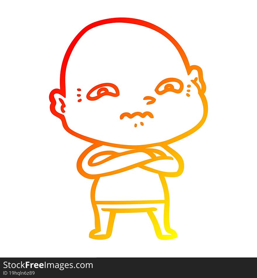 warm gradient line drawing cartoon nervous man