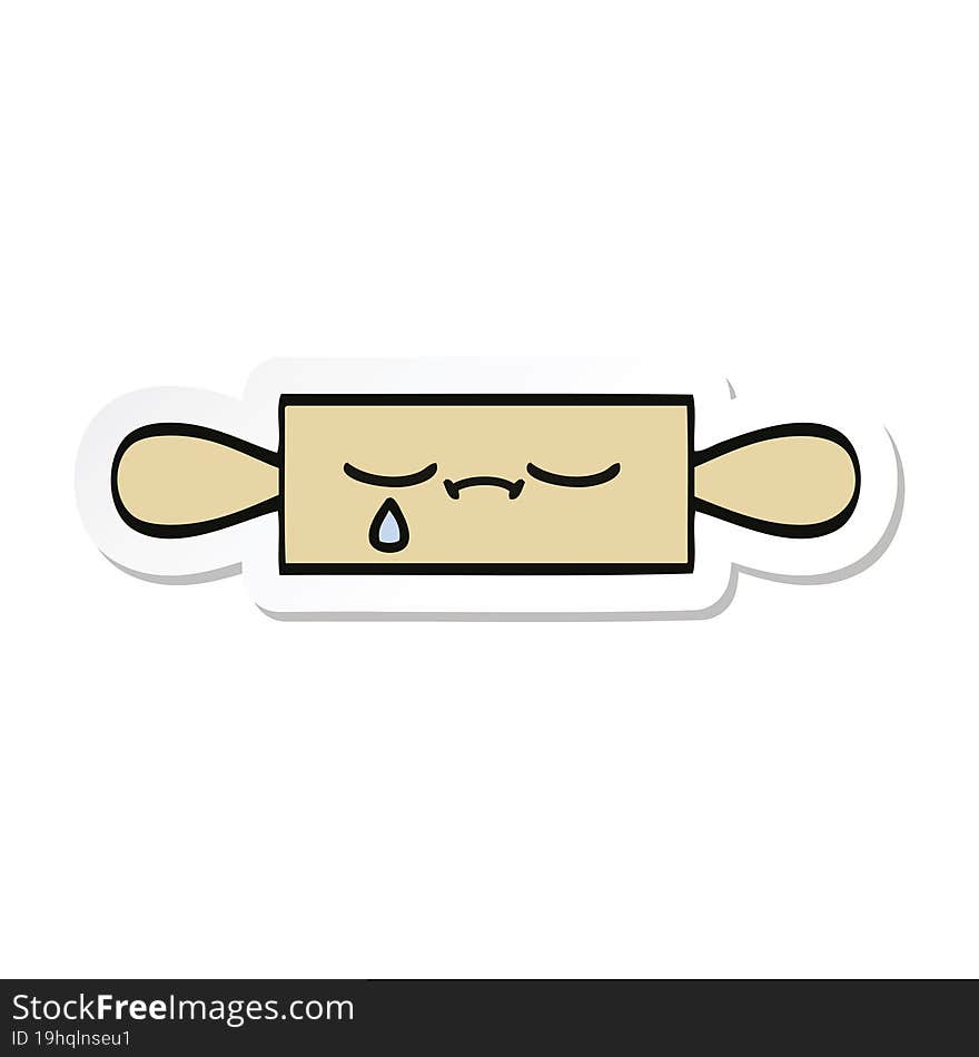 sticker of a cute cartoon rolling pin