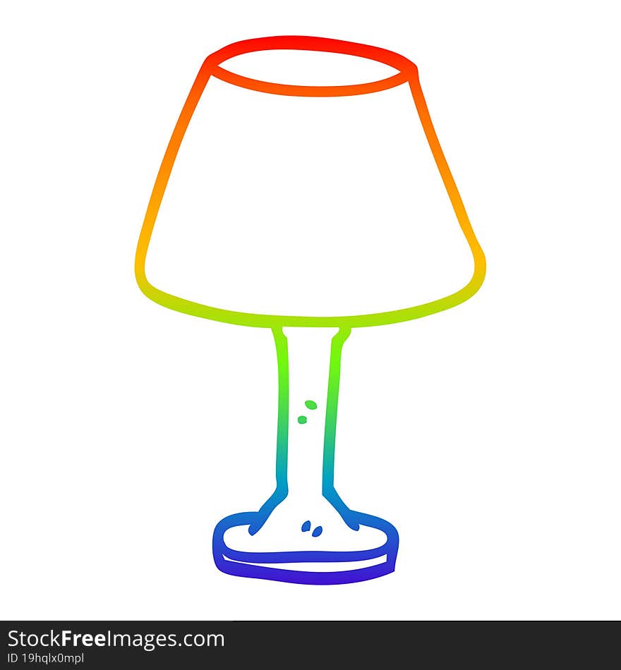 rainbow gradient line drawing cartoon desk lamp