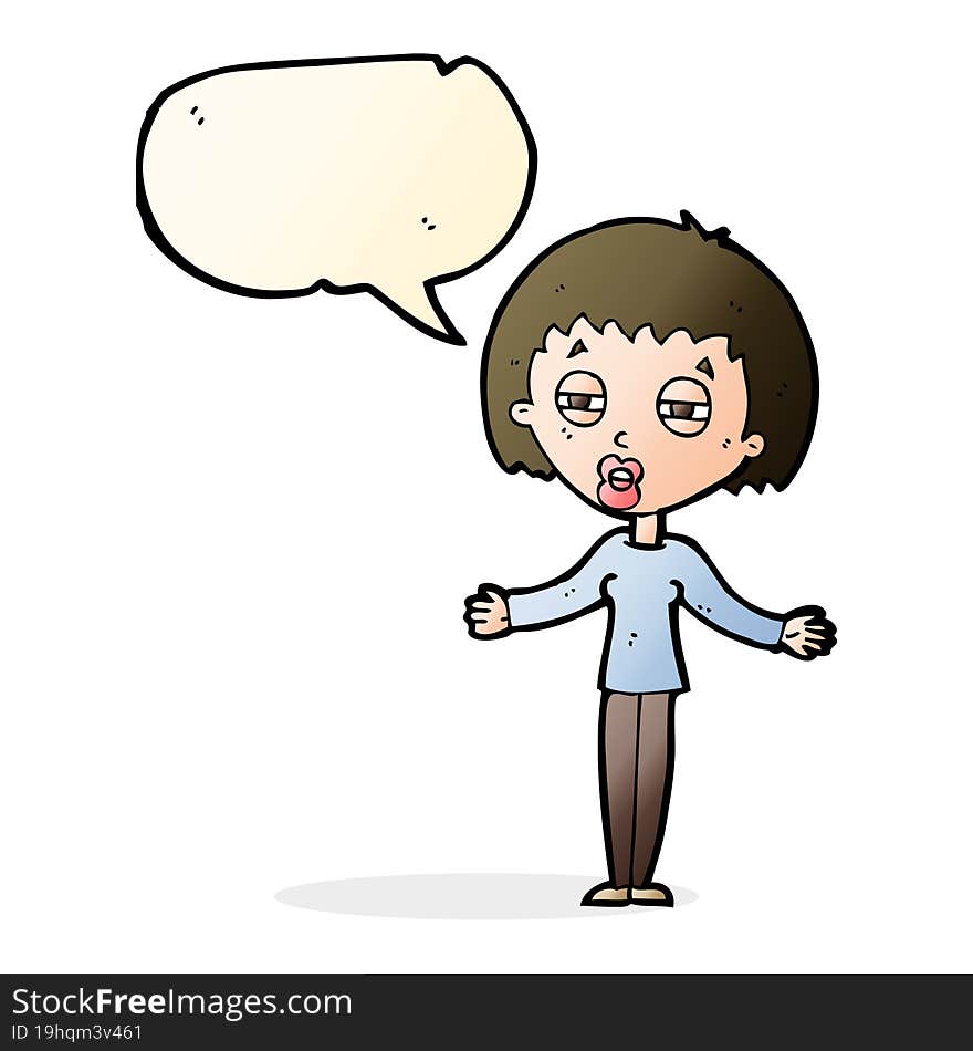 Cartoon Suspicious Woman With Speech Bubble