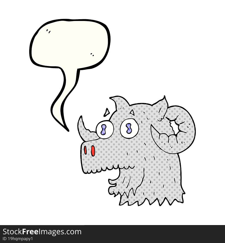 Comic Book Speech Bubble Cartoon Ram Head