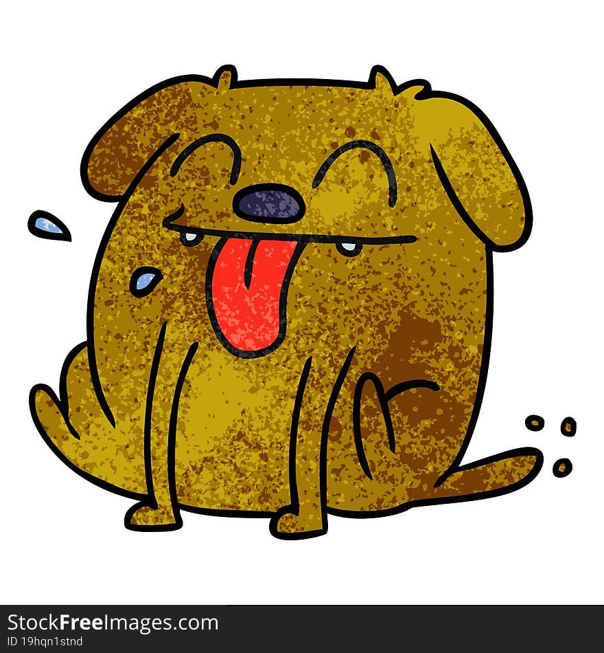 textured cartoon of cute kawaii dog