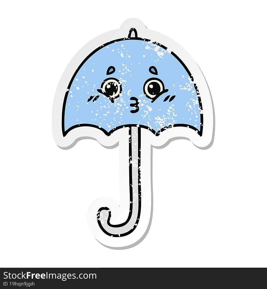 distressed sticker of a cute cartoon umbrella