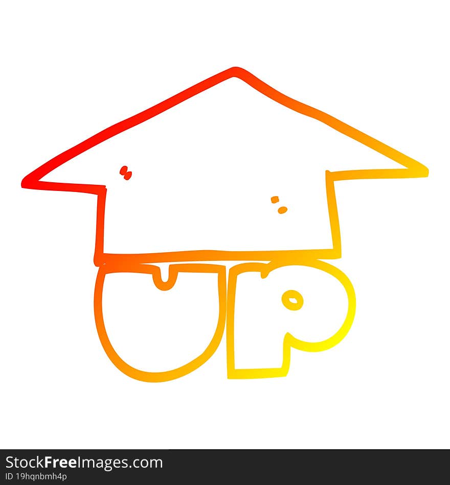 warm gradient line drawing cartoon up arrow