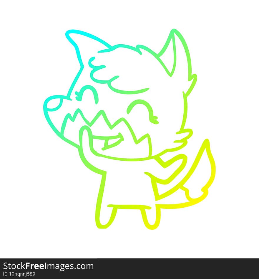 cold gradient line drawing happy cartoon fox