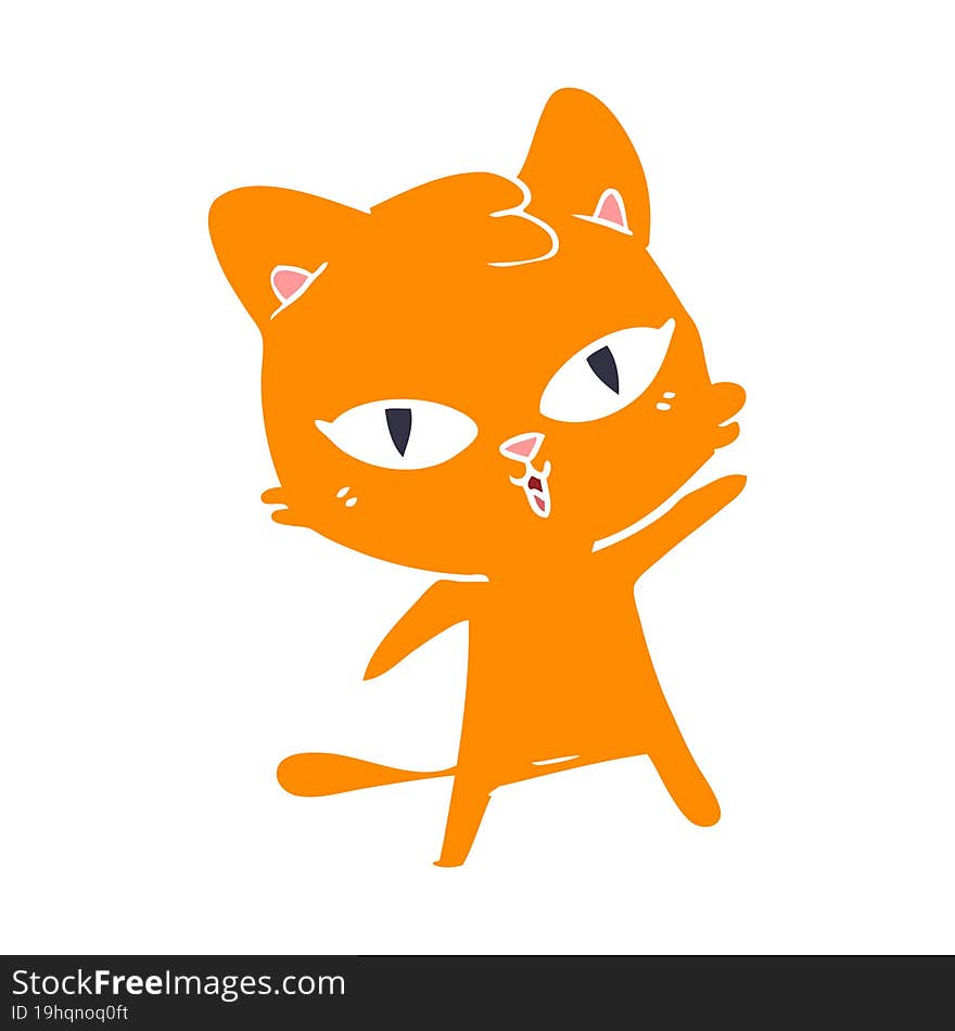 Flat Color Style Cartoon Cat