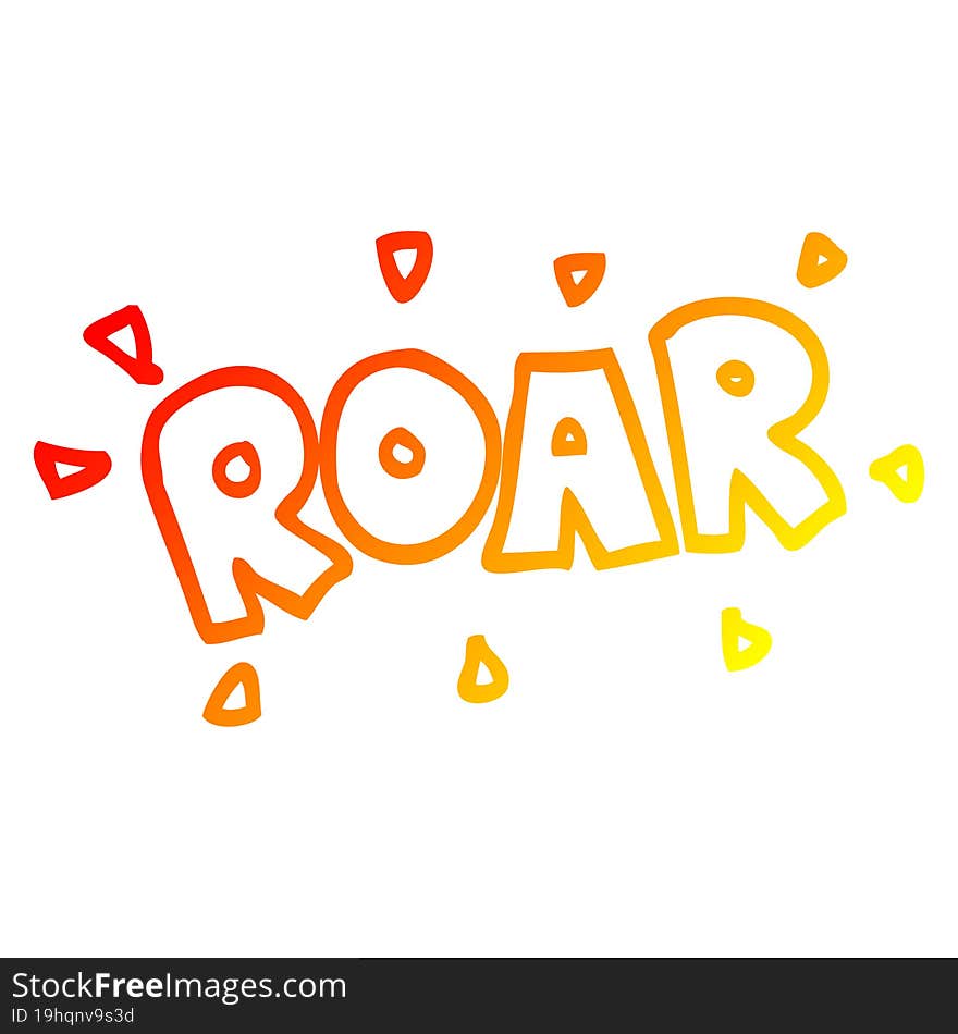 warm gradient line drawing of a cartoon roar sign