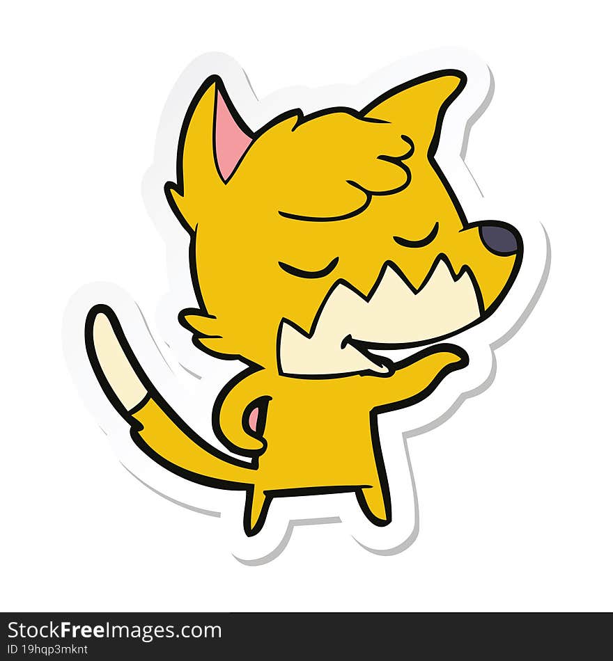 sticker of a friendly cartoon fox