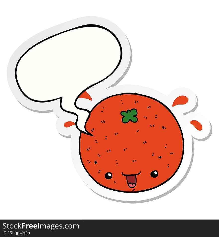 cartoon orange and speech bubble sticker