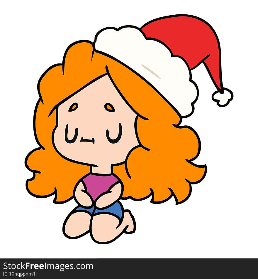 Christmas Cartoon Of Kawaii Girl