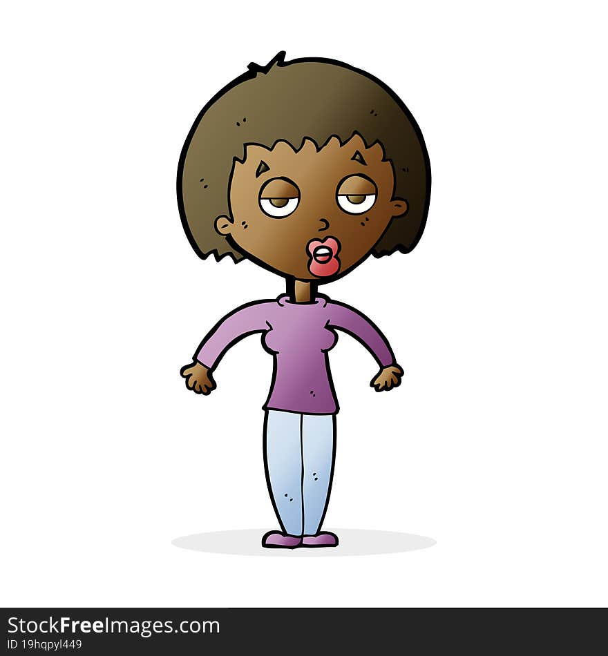 cartoon woman shrugging shoulders