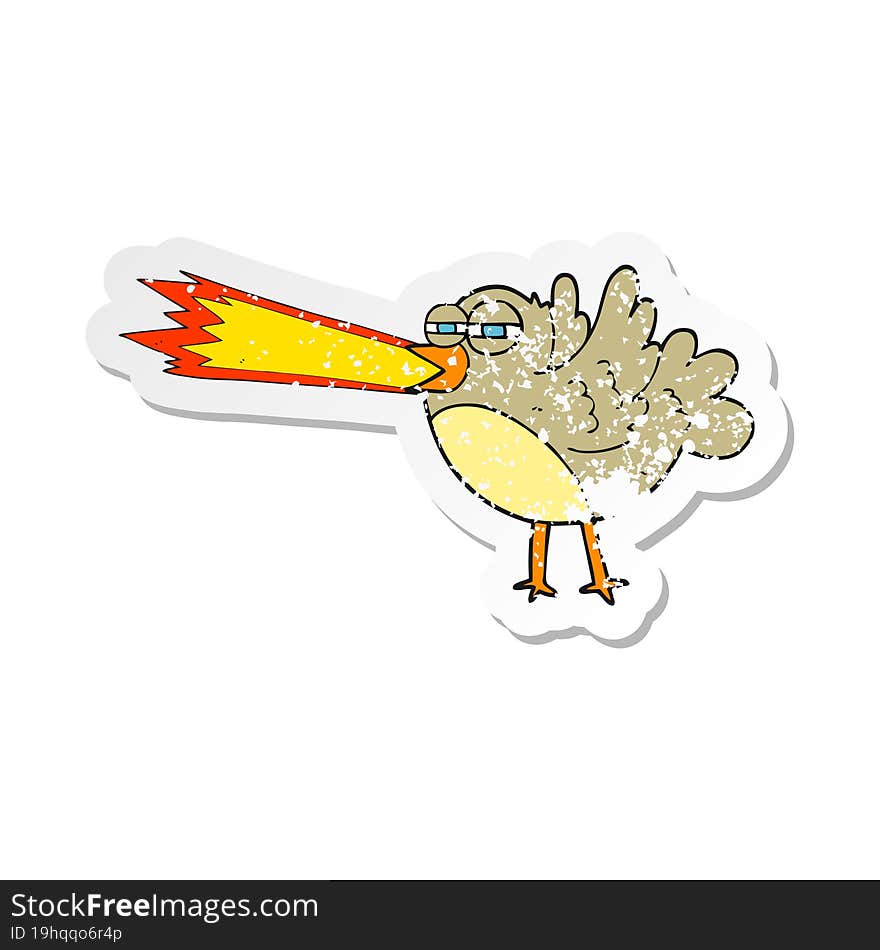 Retro Distressed Sticker Of A Cartoon Bird