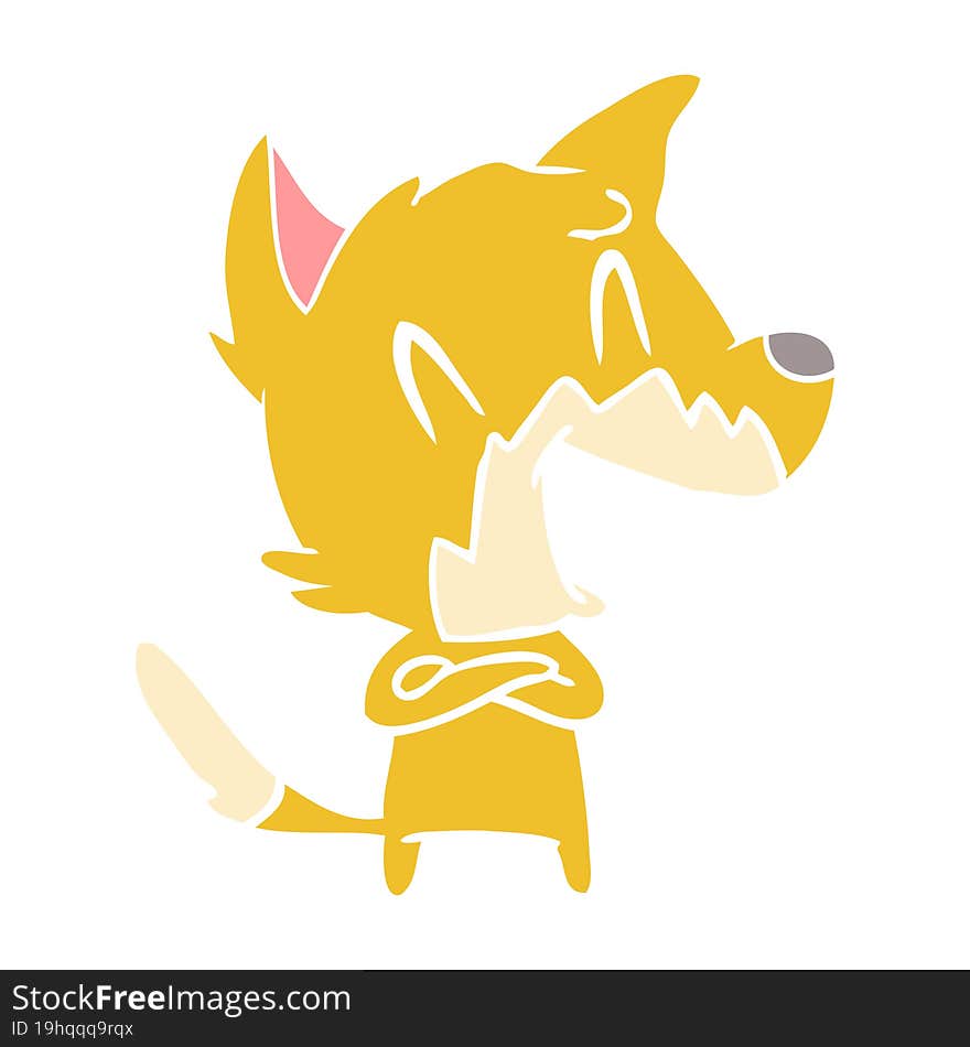 Laughing Fox Flat Color Style Cartoon