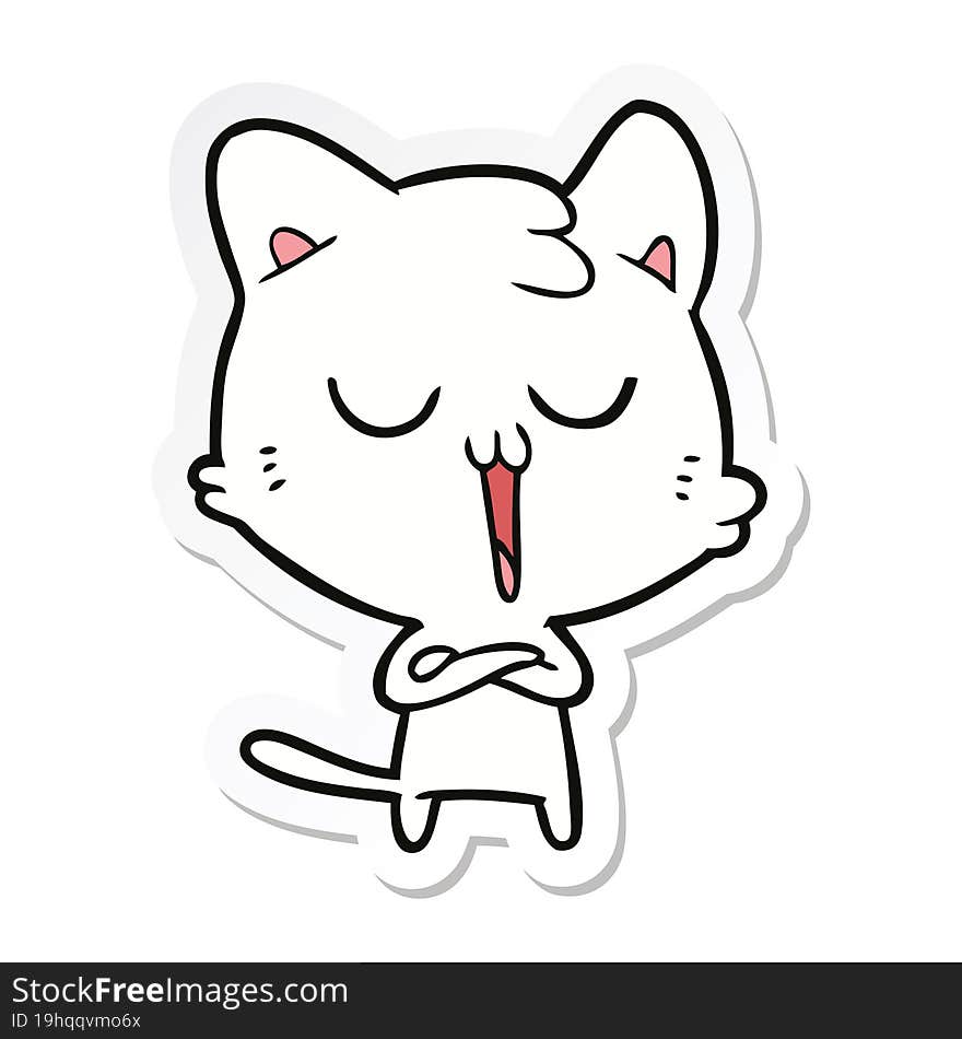 Sticker Of A Cartoon Cat Singing